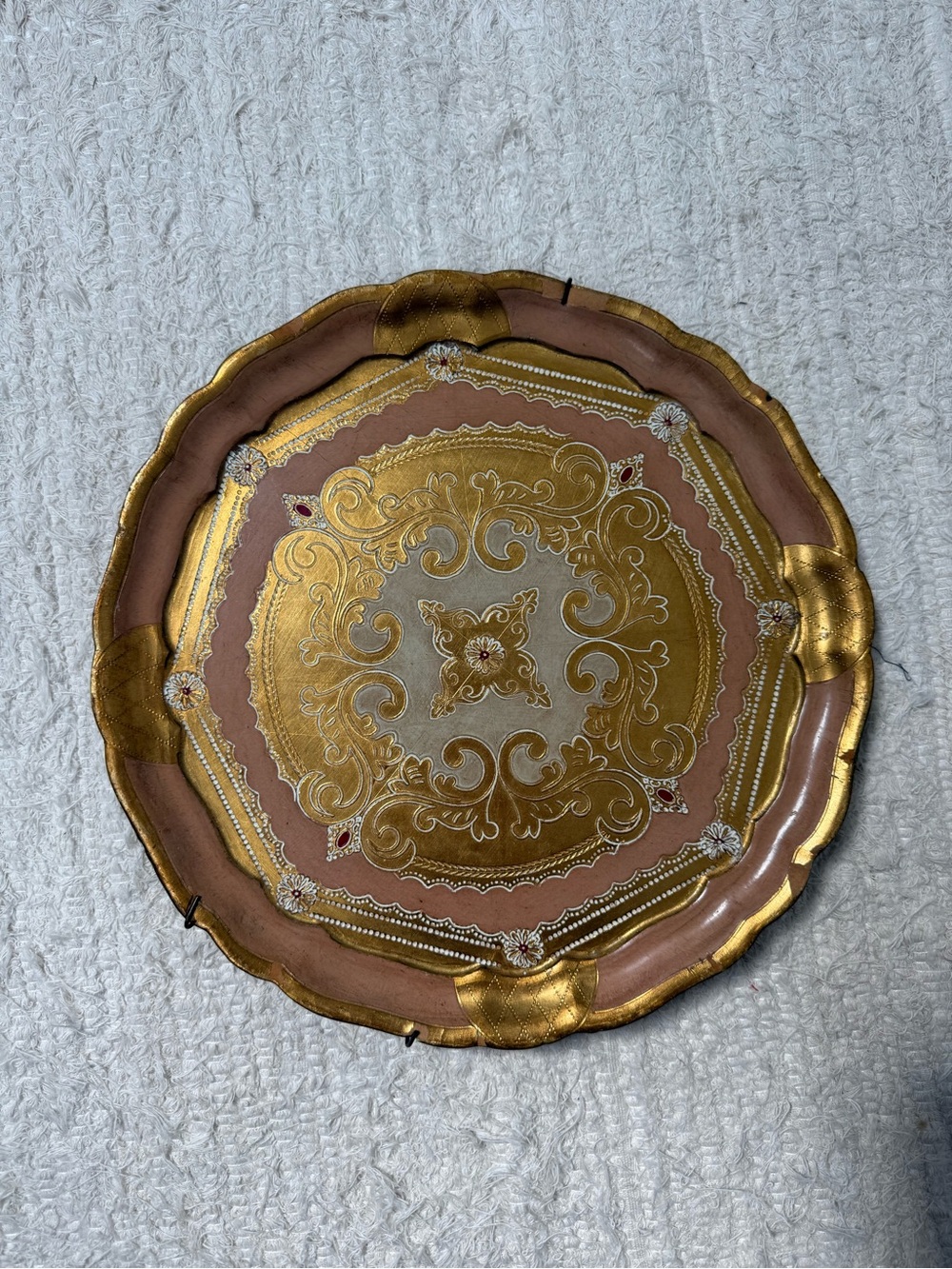 Vintage Antique Italian Byzantine Gold Wall Plate Decor